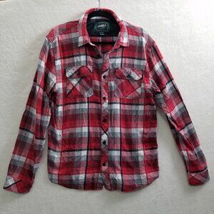 O’Neill Red Plaid Flannel Button Shirt Long Sleeve Mens Large Surf Skate Grunge